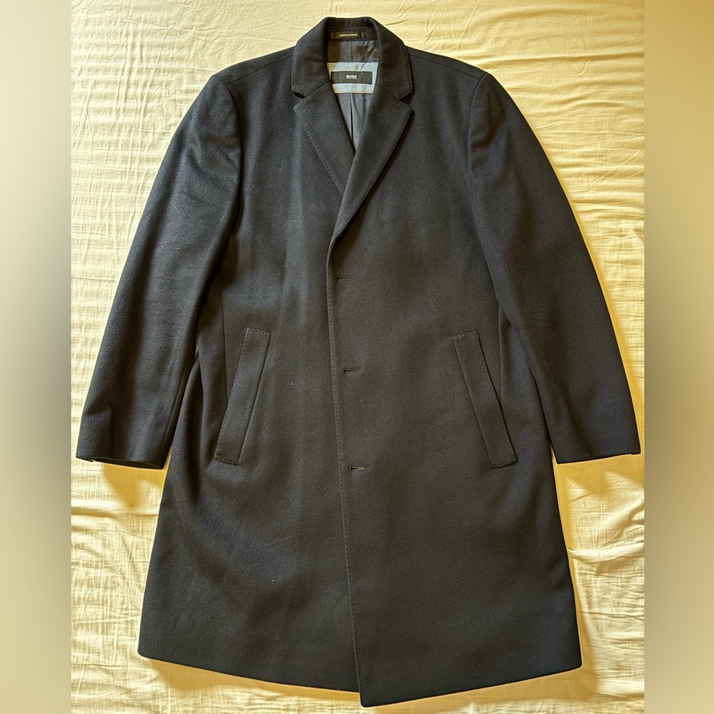 Hugo Boss Cashmere/Wool Trench 44R Men Navy